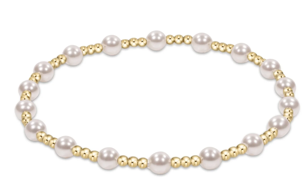 Classic Sincerity Pattern 4mm Bead Bracelet - Pearl