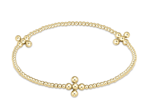 Signature Cross Gold Pattern 2mm Bead Bracelet