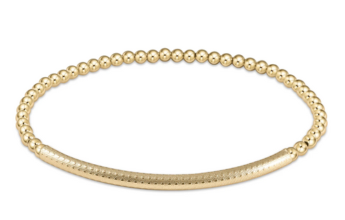 Bliss Bar Textured 3mm Bead Bracelet - Gold