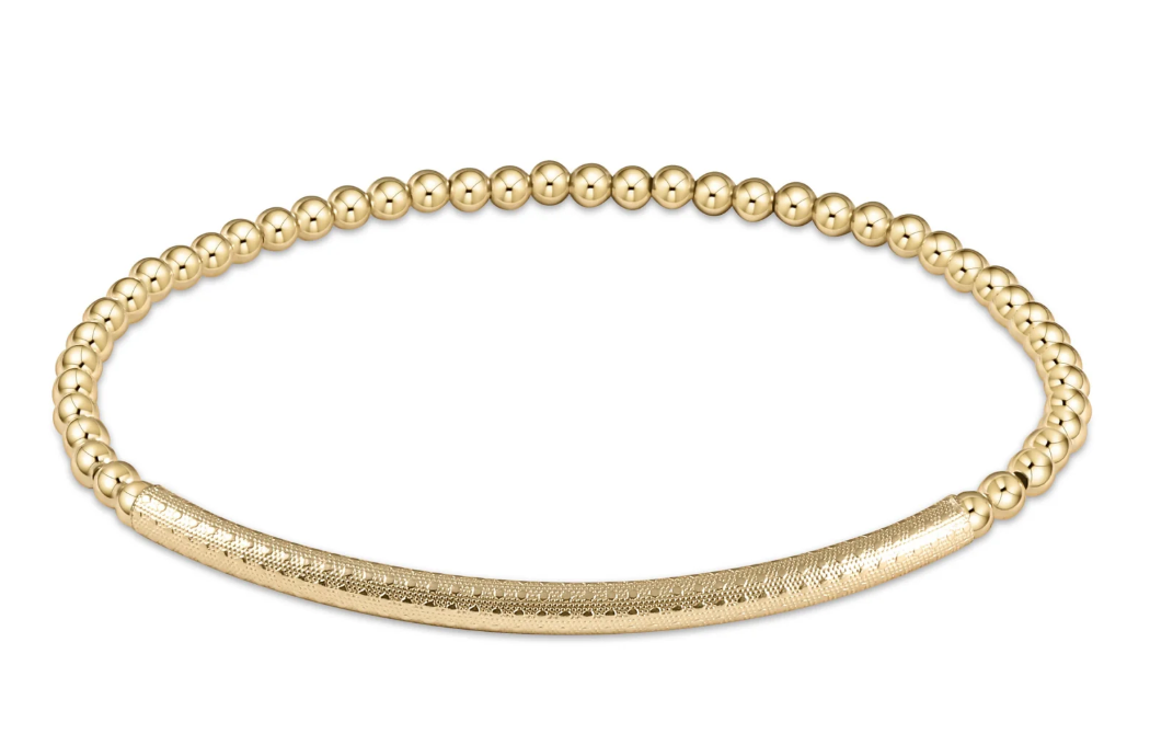 Bliss Bar Textured 3mm Bead Bracelet - Gold