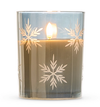 4" x 5" Glass Snowflake Battery Candle
