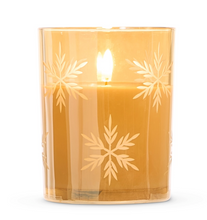 4" x 5" Glass Snowflake Battery Candle