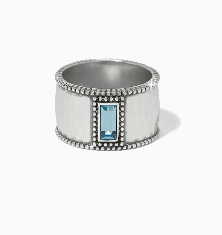 Pretty Tough Gem Wide Band Ring (Aqua)