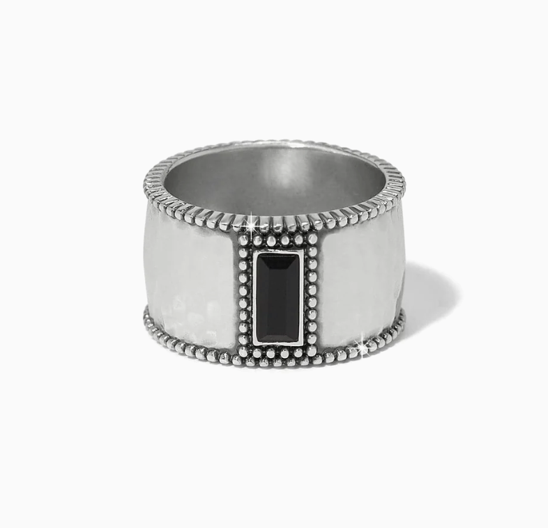 Pretty Tough Gem Wide Band Ring (Black)