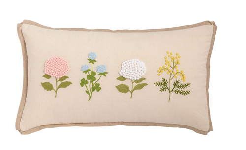 Lumbar Floral Embroidery Pillow
