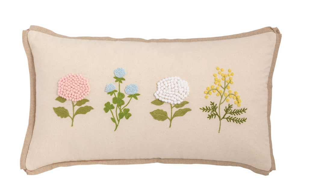 Lumbar Floral Embroidery Pillow