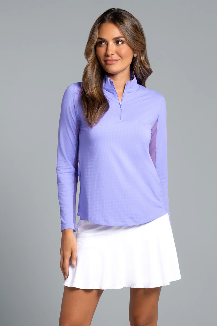 Solid Long Sleeve Mock Neck Top (Lavender)