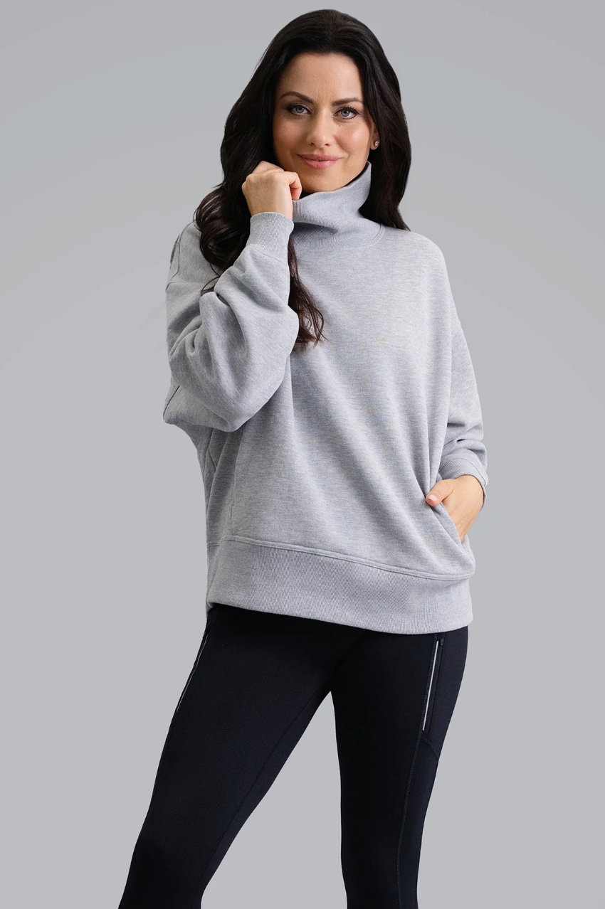 Micro Waffle Knit Snuggle Funnel Pullover