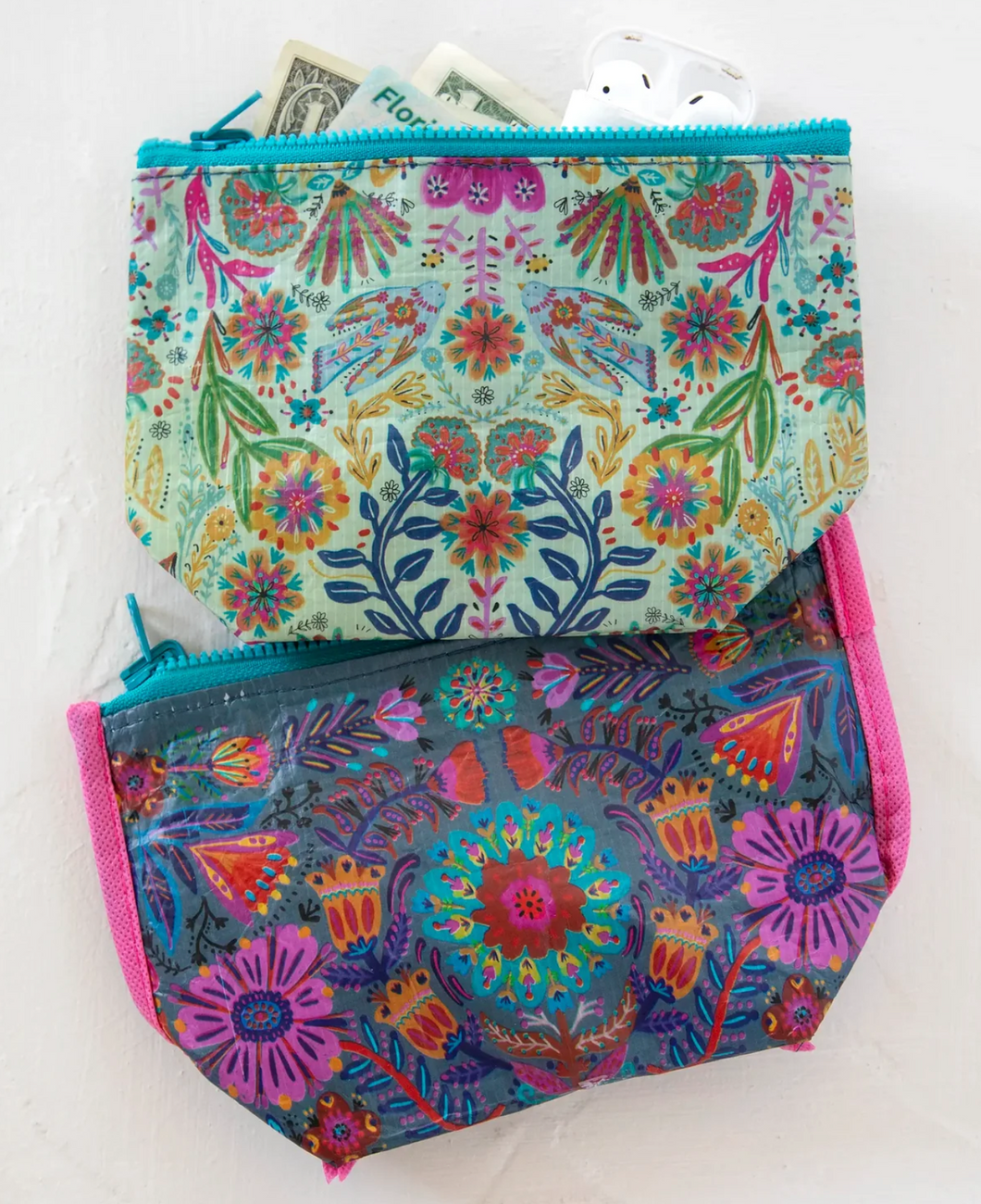 Small Recycled Reversible Zipper Pouch