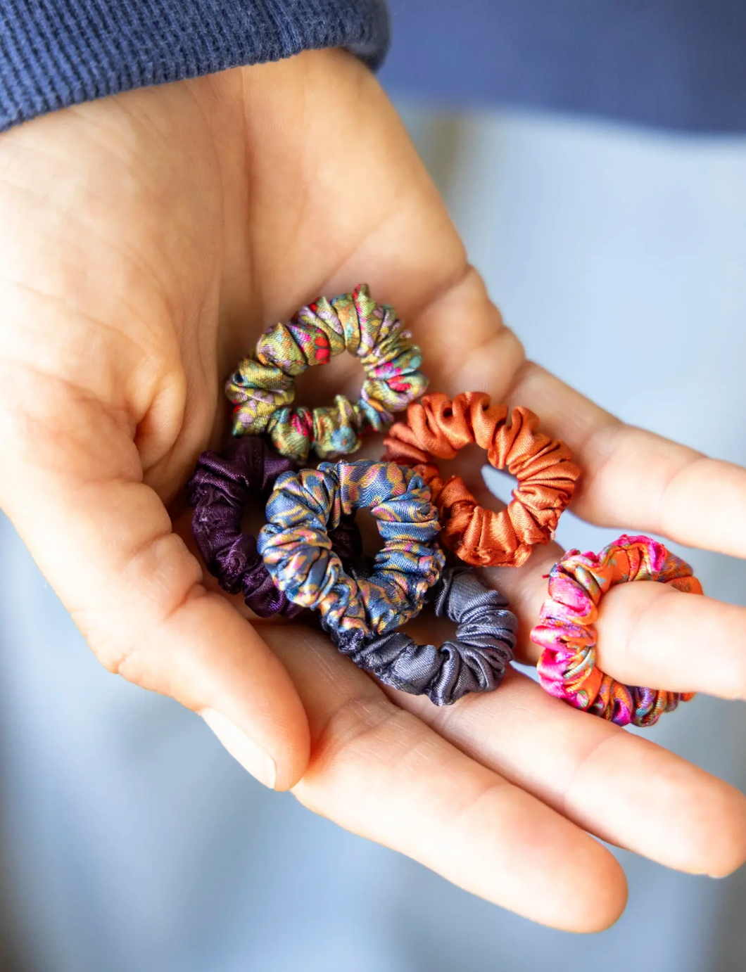 Mini Satin Scrunchies, Set of 6