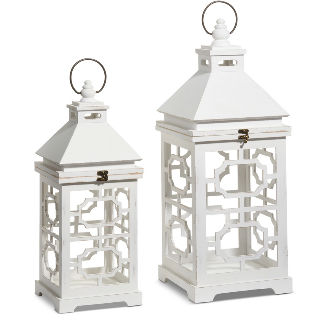 White Geometric Panel Lanterns
