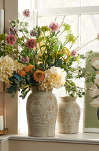 9" Whitewash Floral Embossed Vase