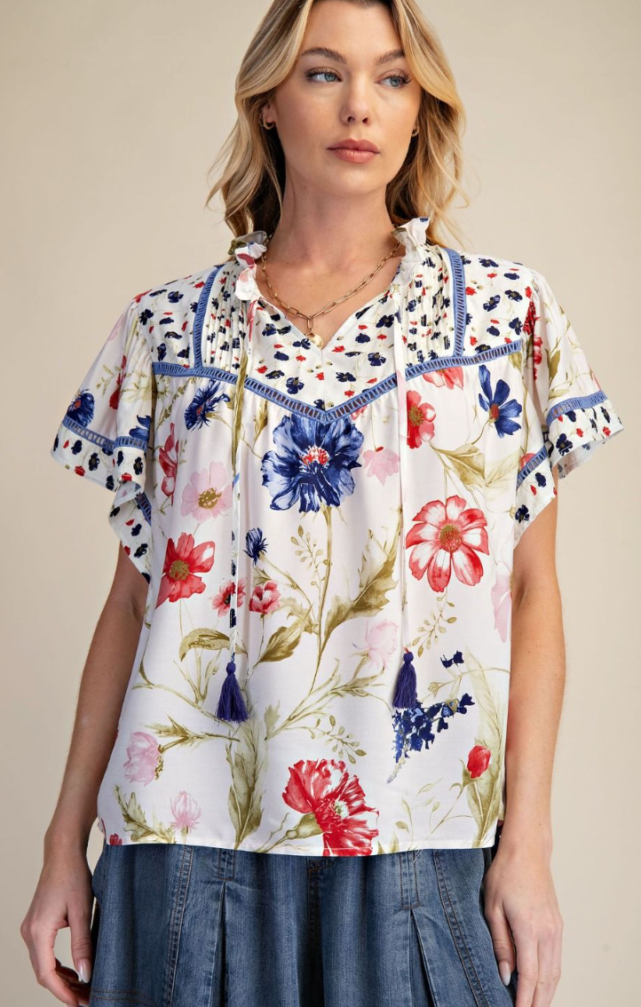 Meadow Bloom Trim Blouse