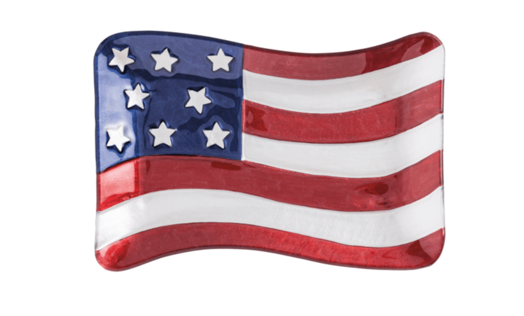 American Flag Glass Plate