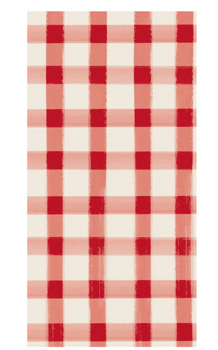 Red Painted Check Guest Napkins