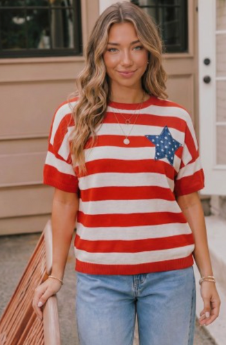 Stripe Star Patch Top
