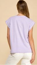 Striped Cap Sleeve Top- Lavender/Ivory
