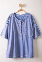 Mineral Wash Oversized Comfy Top- Denim