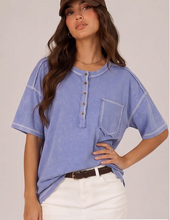 Mineral Wash Oversized Comfy Top- Denim