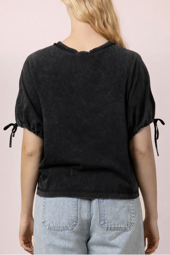 Vintage Washed Tie-Sleeve Pocket Tee