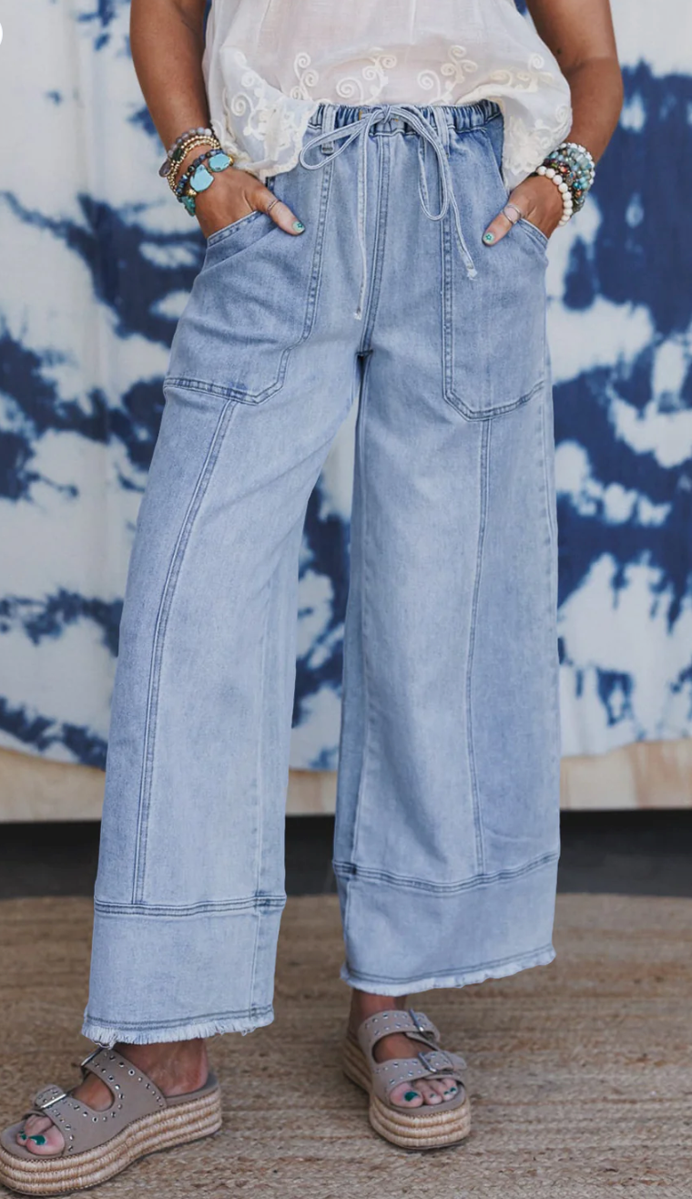 Seam-Detail Raw Hem Pants