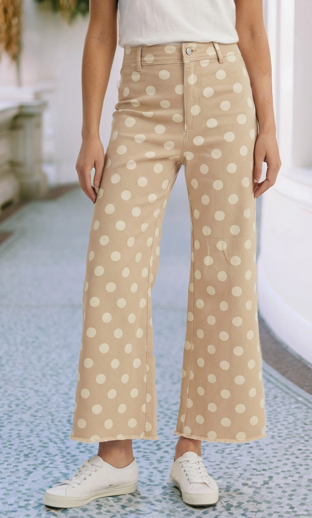 Frayed Edge Wide Leg High Waist Jeans