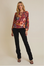 V-Neck Front Tie Long Sleeve Floral Top