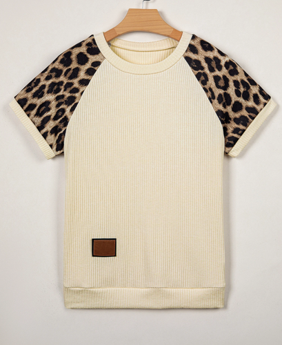 Leopard Sleeve Loose Tee