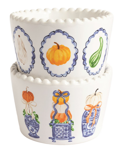 Three Pumpkins Topiary Tidbit Set