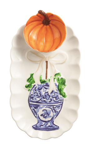 Pumpkin Topiary Tray and Tidbit Set