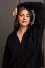 Oversized Fuzzy Ottoman Yarn Polo Sweater