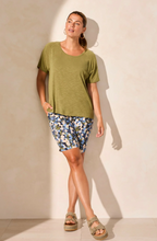Flowy Jersey Crew Neck Top w/ Shirred Back