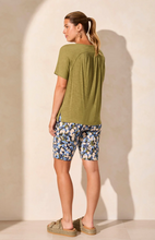 Flowy Jersey Crew Neck Top w/ Shirred Back
