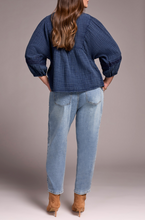Wide Sleeve Popover Blouse w/ Embroidery