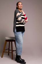 Soft Knit Combo Striped Boat Neck Sweater