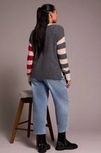 Soft Knit Combo Striped Boat Neck Sweater