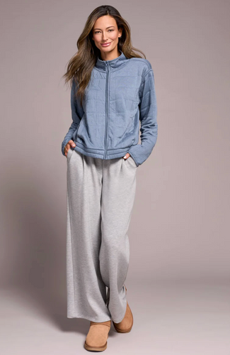 Quilted Lightweight Zip-Front Mock Neck Jacket