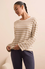 Long Sleeve Stripe Crew Neck Brush Knit Top