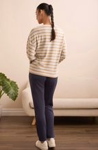 Long Sleeve Stripe Crew Neck Brush Knit Top