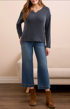 Long Sleeve Notch Collar Top