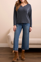 Long Sleeve Notch Collar Top
