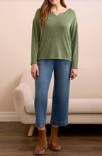 Long Sleeve Notch Collar Top