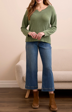 Long Sleeve Notch Collar Top