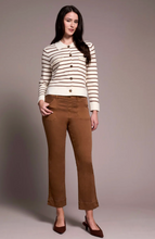 Double Knit Button-Front Stripe Cardigan