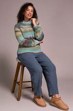 Boucle Yarn Mock Neck Puff Sleeve Sweater