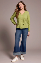Tassel-Accent Split Neck Top