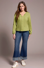 Tassel-Accent Split Neck Top