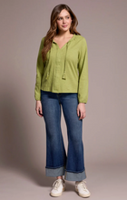 Tassel-Accent Split Neck Top