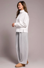 Puckered Knit Drop Shoulder Funnel Neck Top