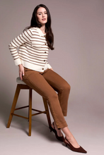 Double Knit Button-Front Stripe Cardigan